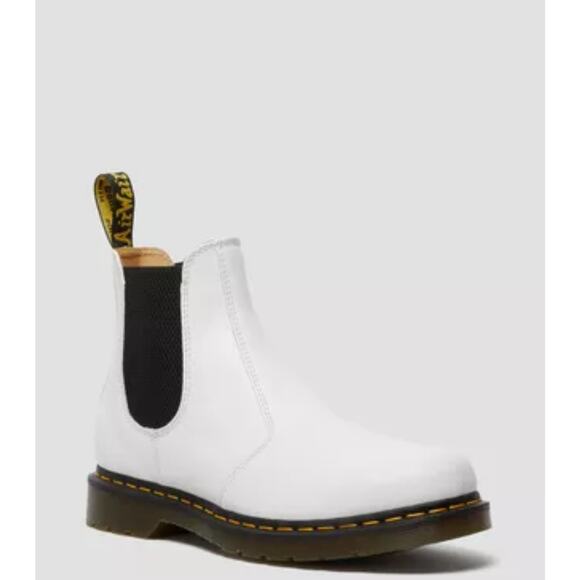 Dr. Martens Shoes - NEW Dr. Martens 2976 Yellow Stitch Smooth Leather Chelsea Boots White 10